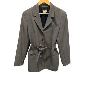 Vintage 90s Talbots 100% Wool Houndstooth Blazer Size 14 MadeinUSA DarkAcademia